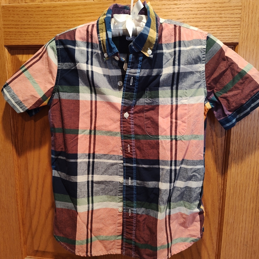 GAP Boys Medium Multicolor Plaid Short Sleeve Shirt